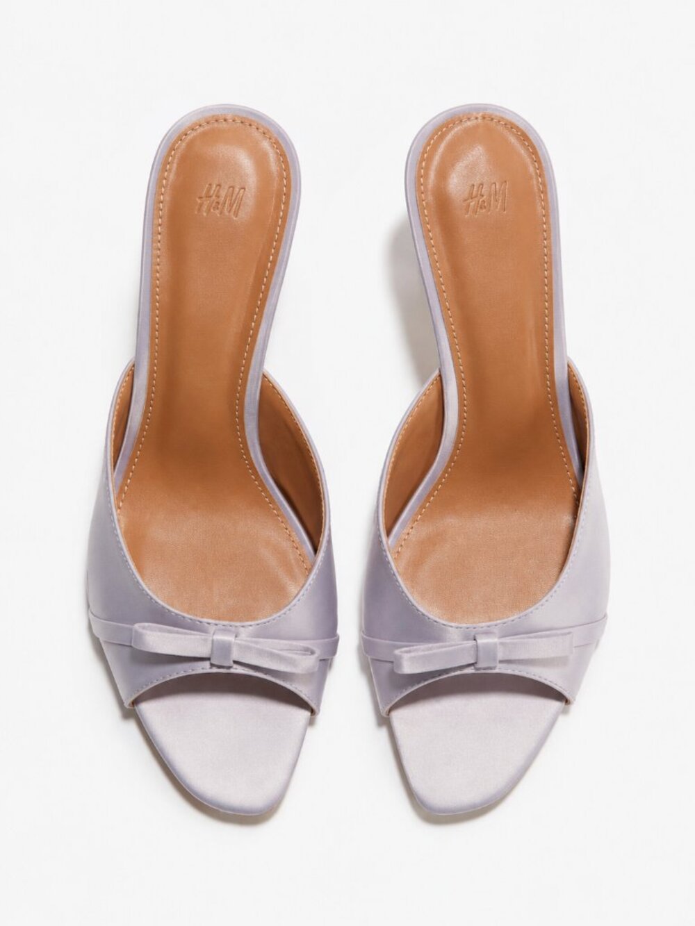H&M Lilac Satin Bow Mules Heels EU 39 US 8.5 NWOT